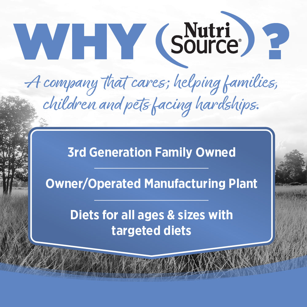 WHY NutriSource? - A company that cares; helping families, children and pets facing hardships.