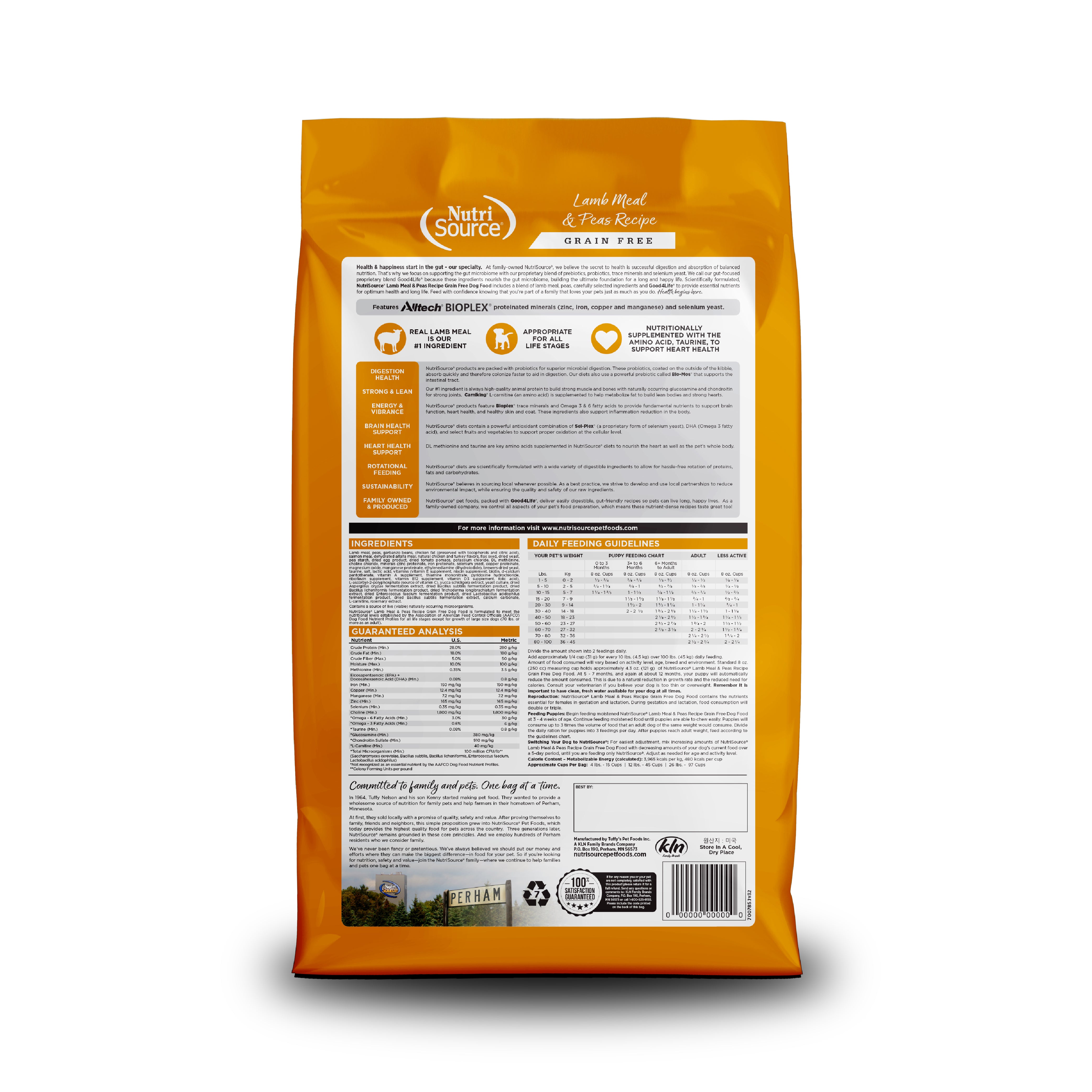 Grain free lamb meal & peas bag back