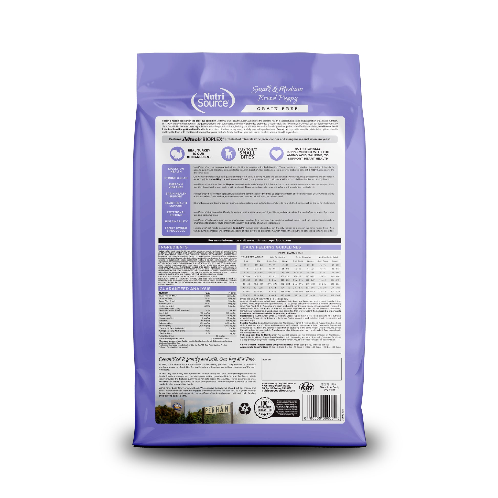 Grain Free Small and Medium Breed Puppy - bag back