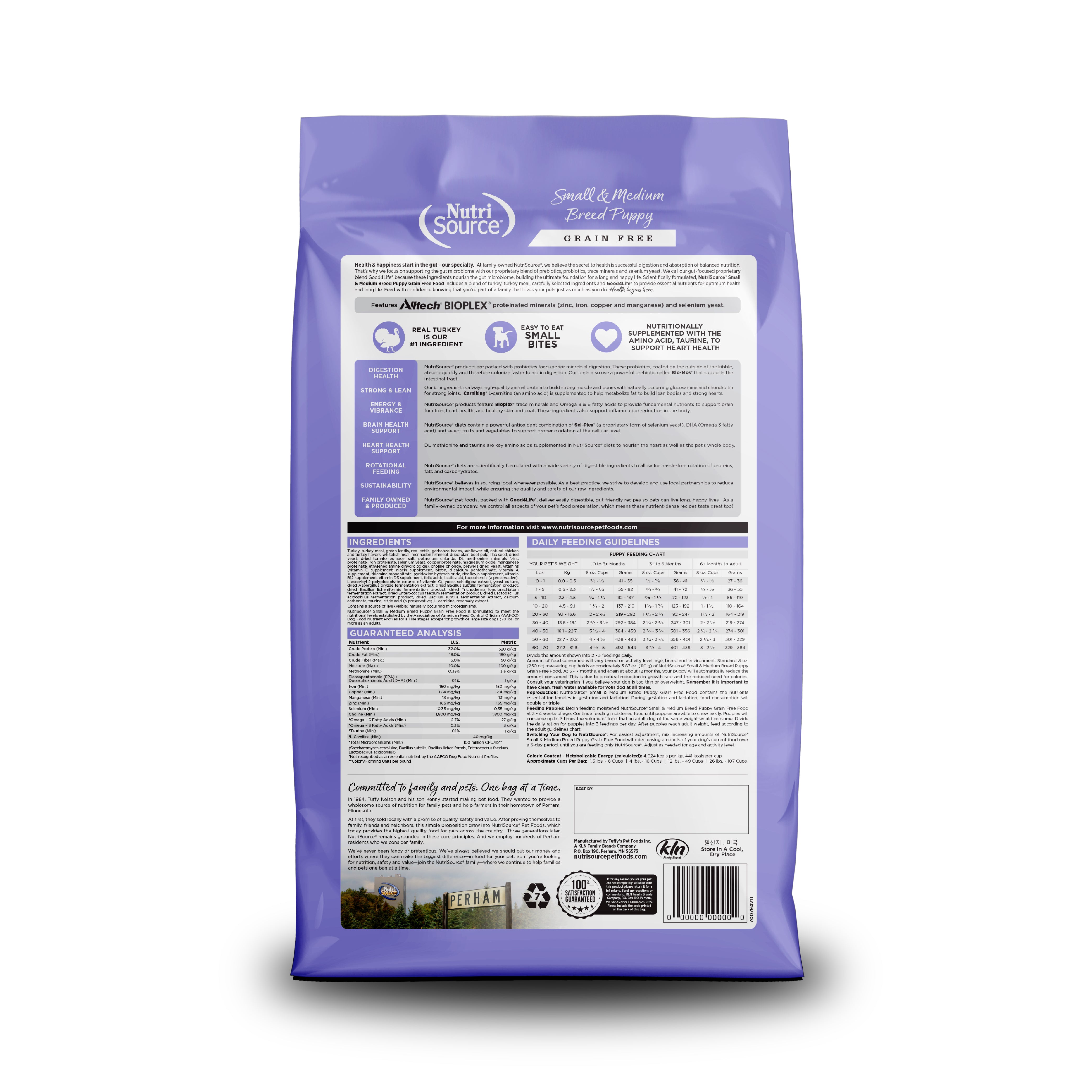 Grain Free Small and Medium Breed Puppy - bag back