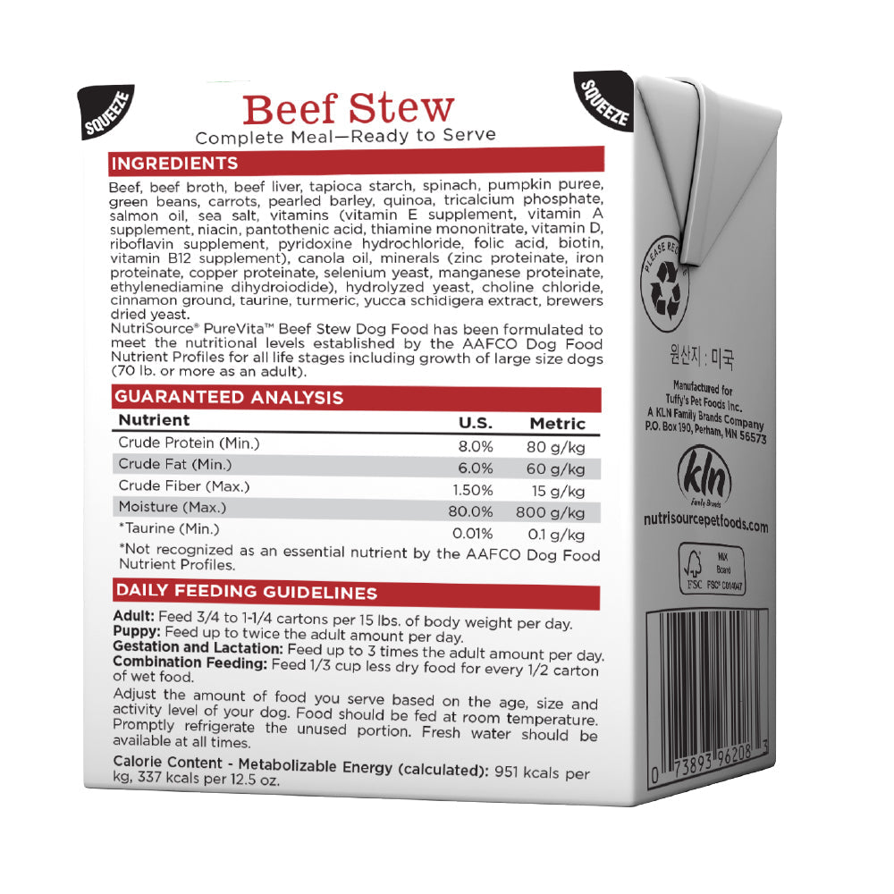 PureVita Beef Stew Tetrapak - back