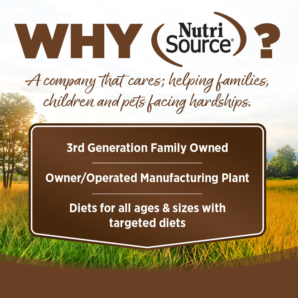 WHY NutriSource? - A company that cares; helping families, children and pets facing hardships.