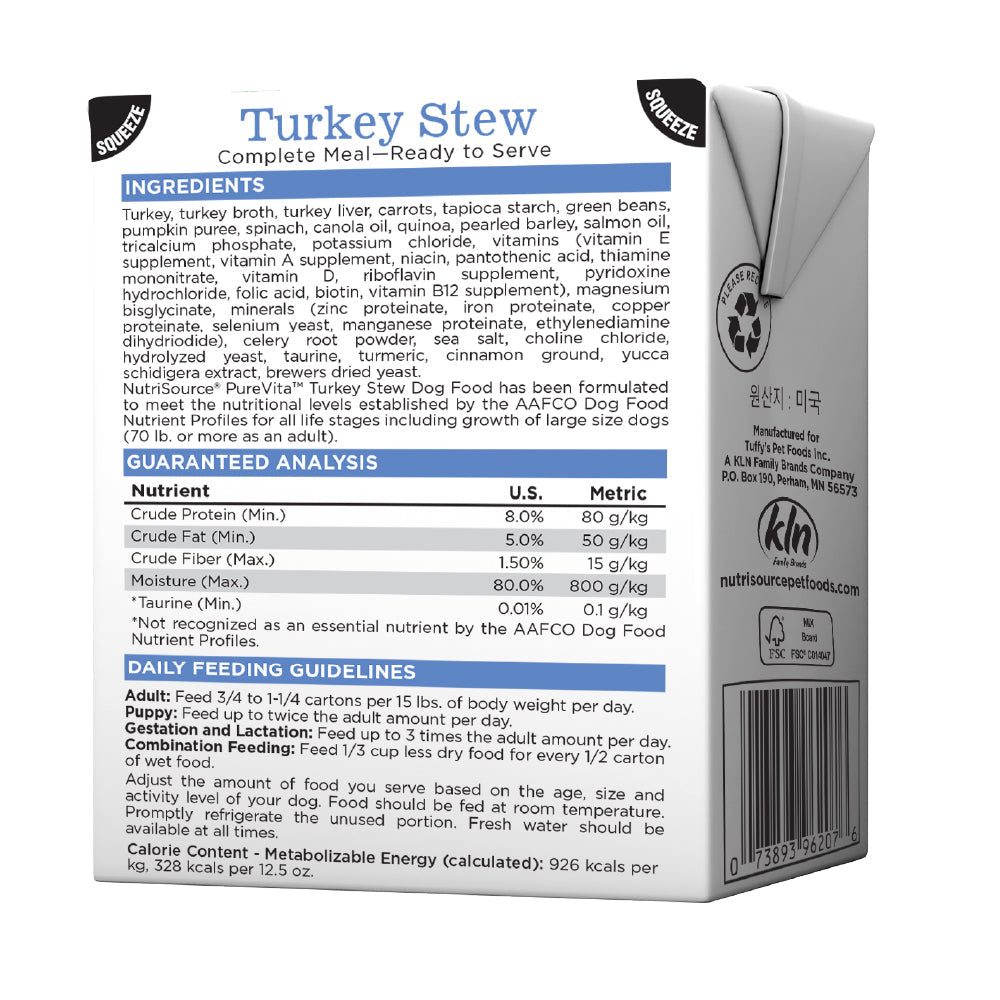 PureVita Turkey Stew Tetrapak - back