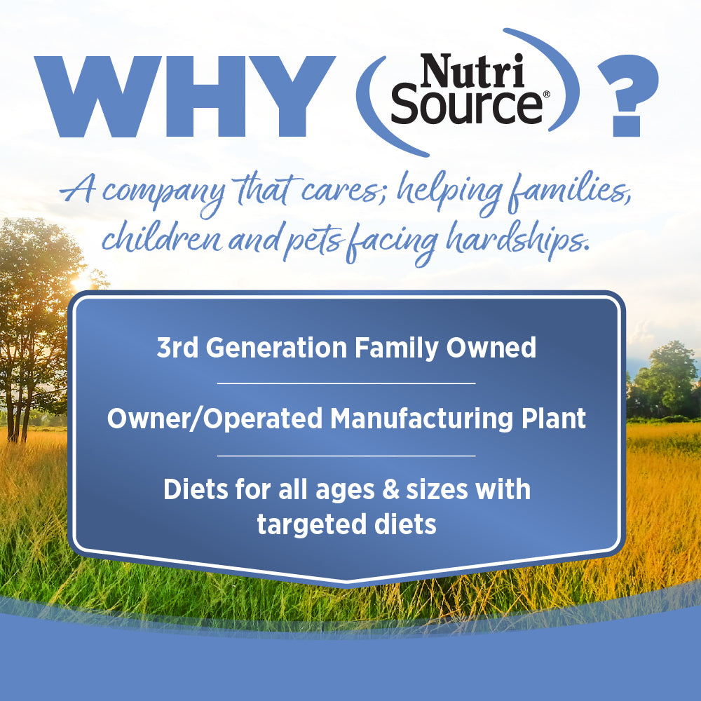 WHY NutriSource? - A company that cares; helping families, children and pets facing hardships.