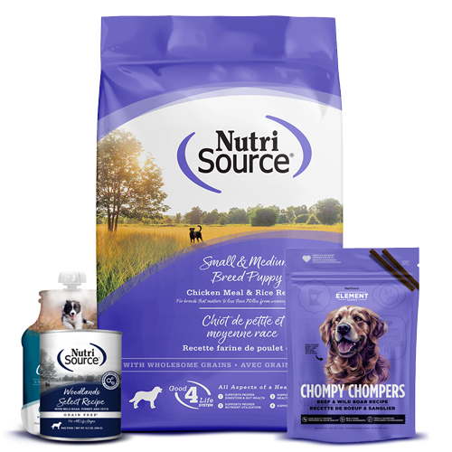 Various NutriSource® dog food packages