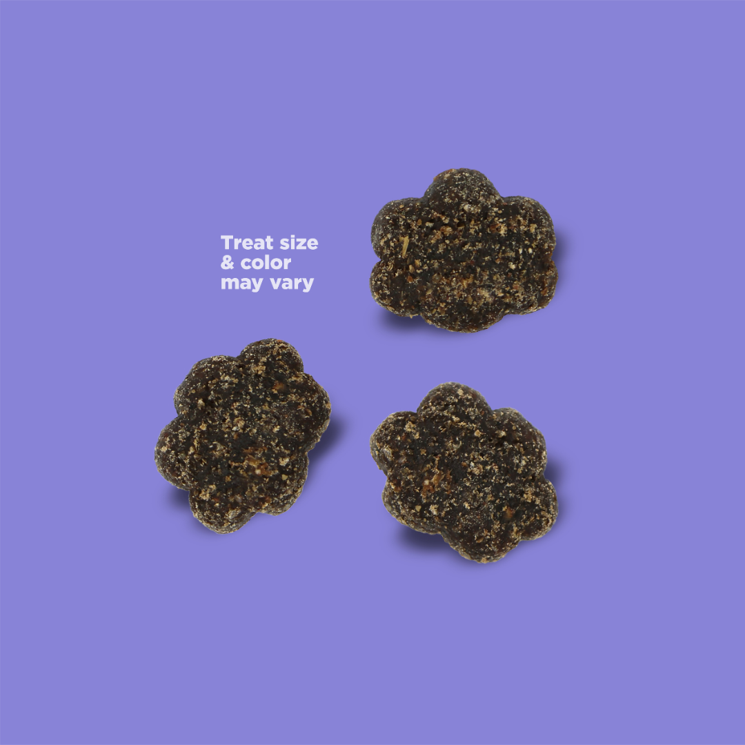 Photo of 3 treats with text that reads "Treat size & color may vary"
