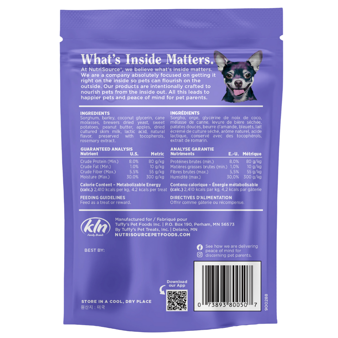 NutriSource Peanut Butter & Apple Nutty Butter Bites - bag back