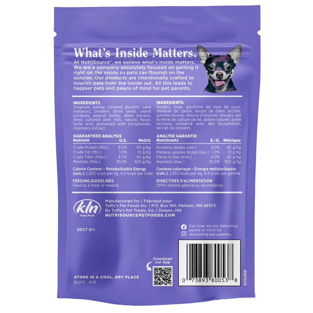 NutriSource Peanut Butter & Banana Nutty Butter Bites - bag back
