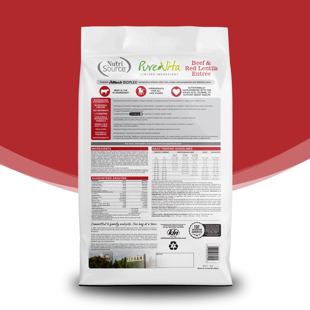 PureVita Beef & Red Lentils bag back