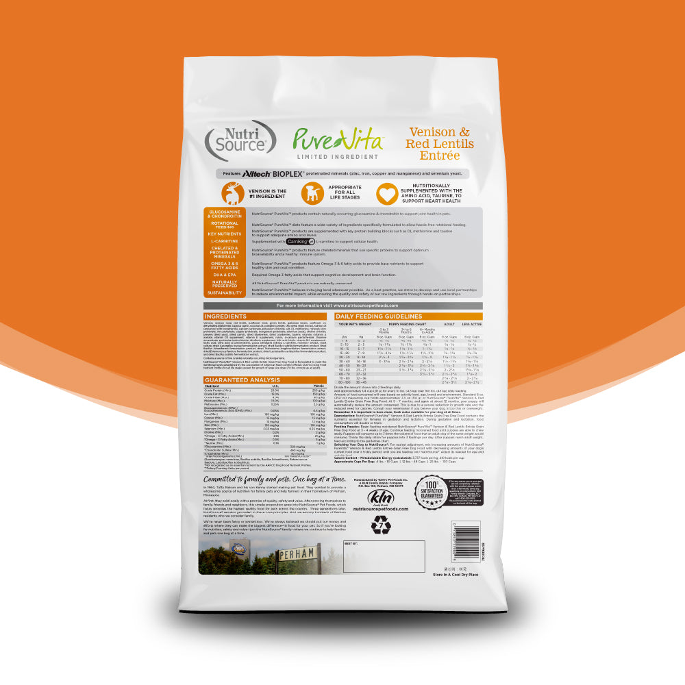BUY Venison & Red Lentils Dog Food | PureVita | NutriSource Pet