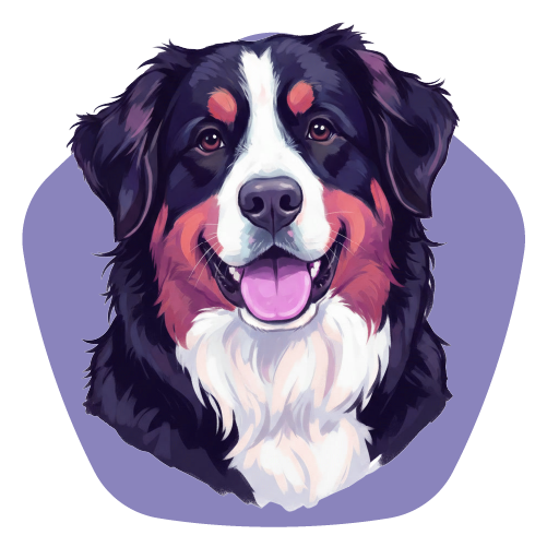 Illustration of a dog's head on a purple background
