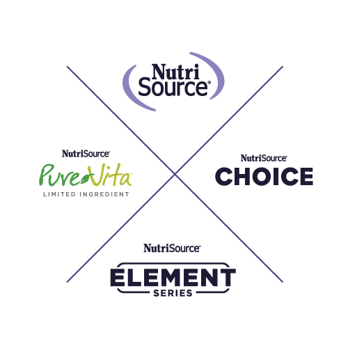Collection of NutriSource® product lines logos on a white background