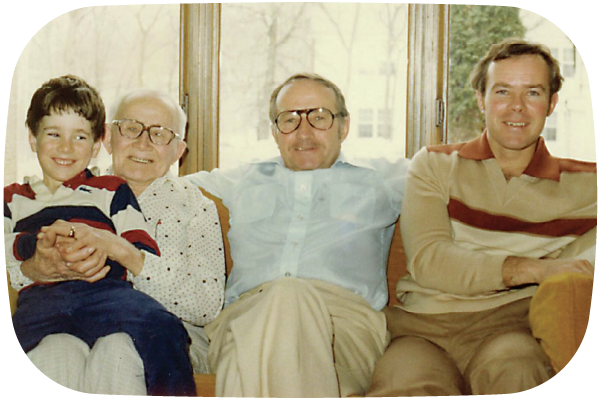 Old family photo of four generations of the Nelson family