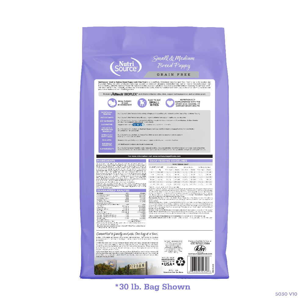 Grain Free Small and Medium Breed Puppy - bag back