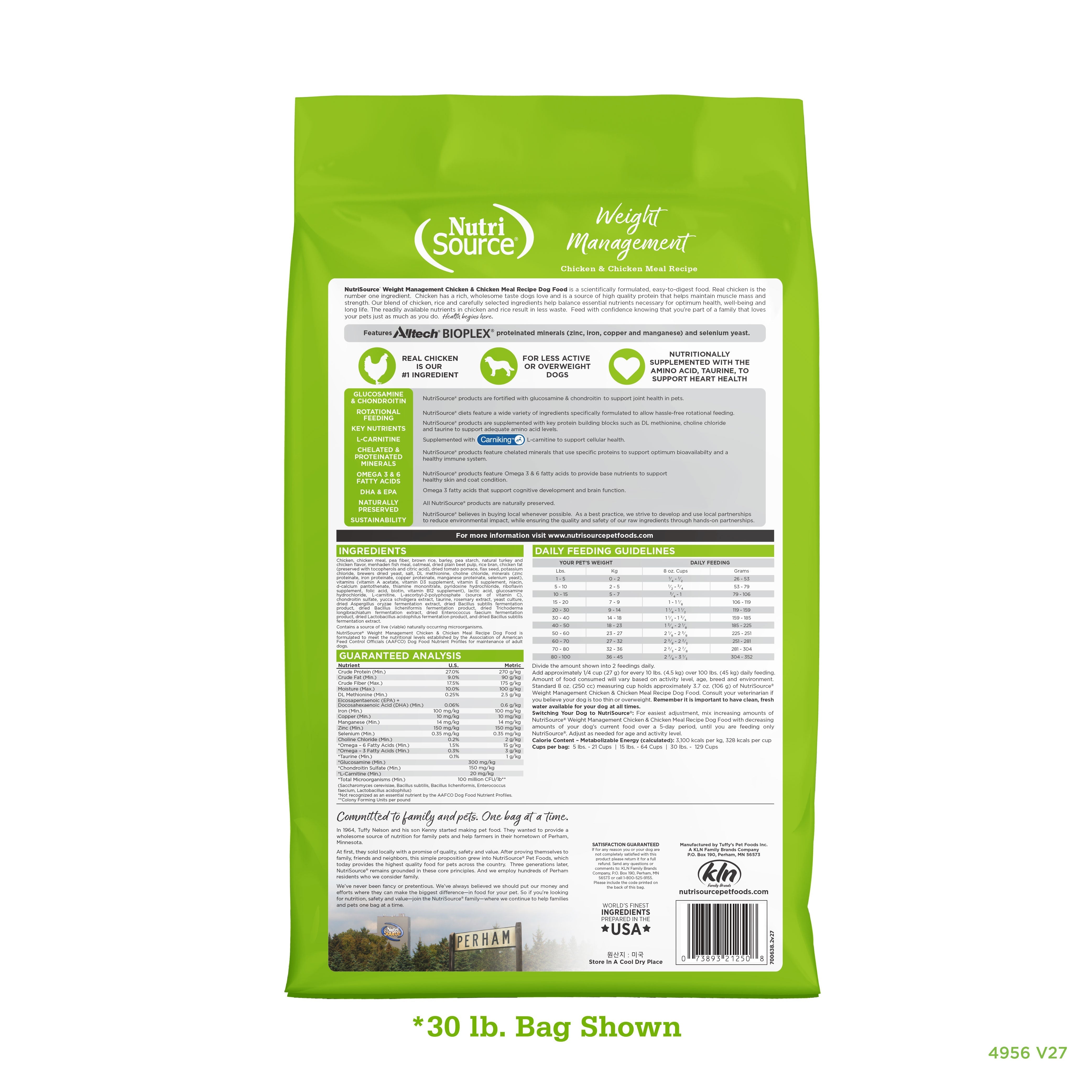 NutriSource Weight Management - bag back