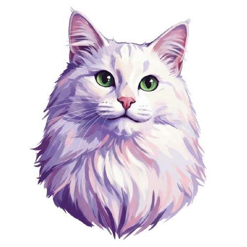 Illustration of a cat's head on a white background