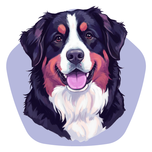 Illustration of a dog's head on a purple background