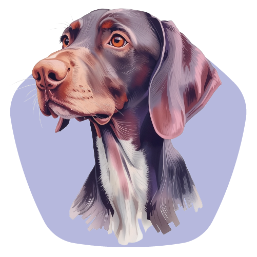 Illustration of a dog's head on a light purple background