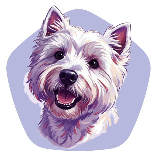 Illustration of a dog on a purple background