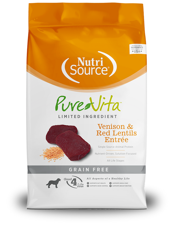 BUY Venison Red Lentils Dog Food PureVita NutriSource Pet