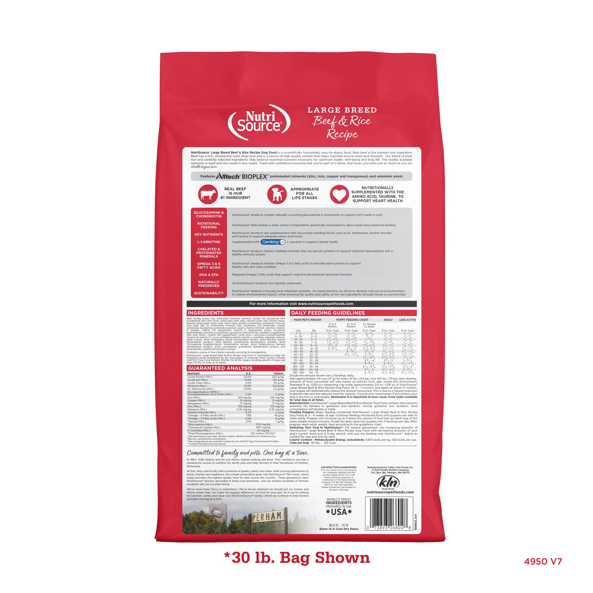 BUY Large Breed Beef & Rice Healthy Dog Food NutriSource Pet Foods