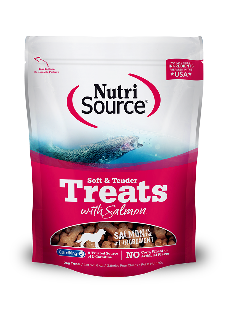 Soft & Tender Dog Treats with Salmon - 6 oz. bag front