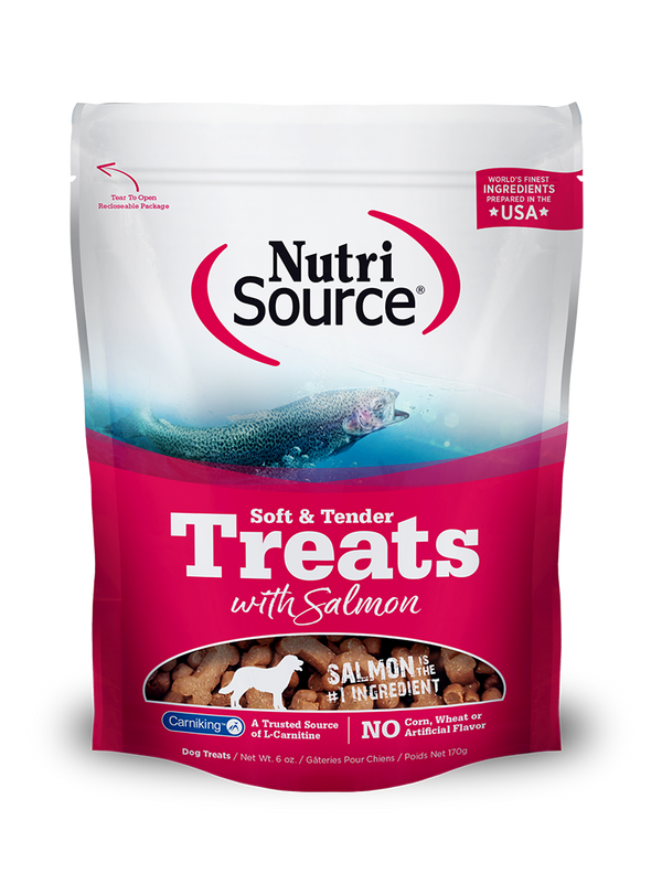 Soft & Tender Dog Treats with Salmon - 6 oz. bag front