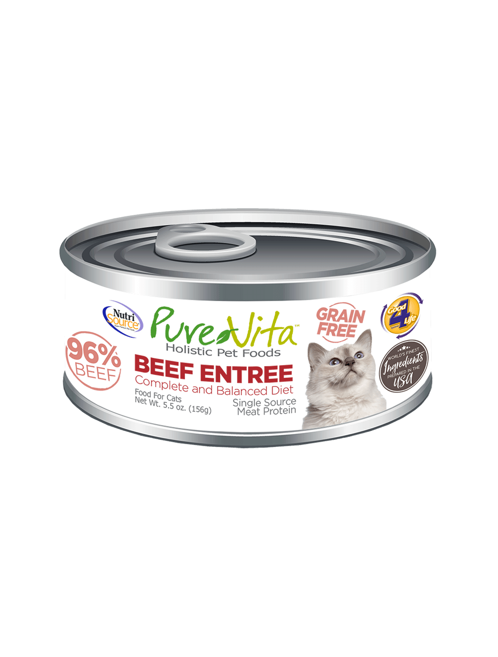 BUY PureVita Beef Entree Wet Canned Cat Food NutriSource Pet